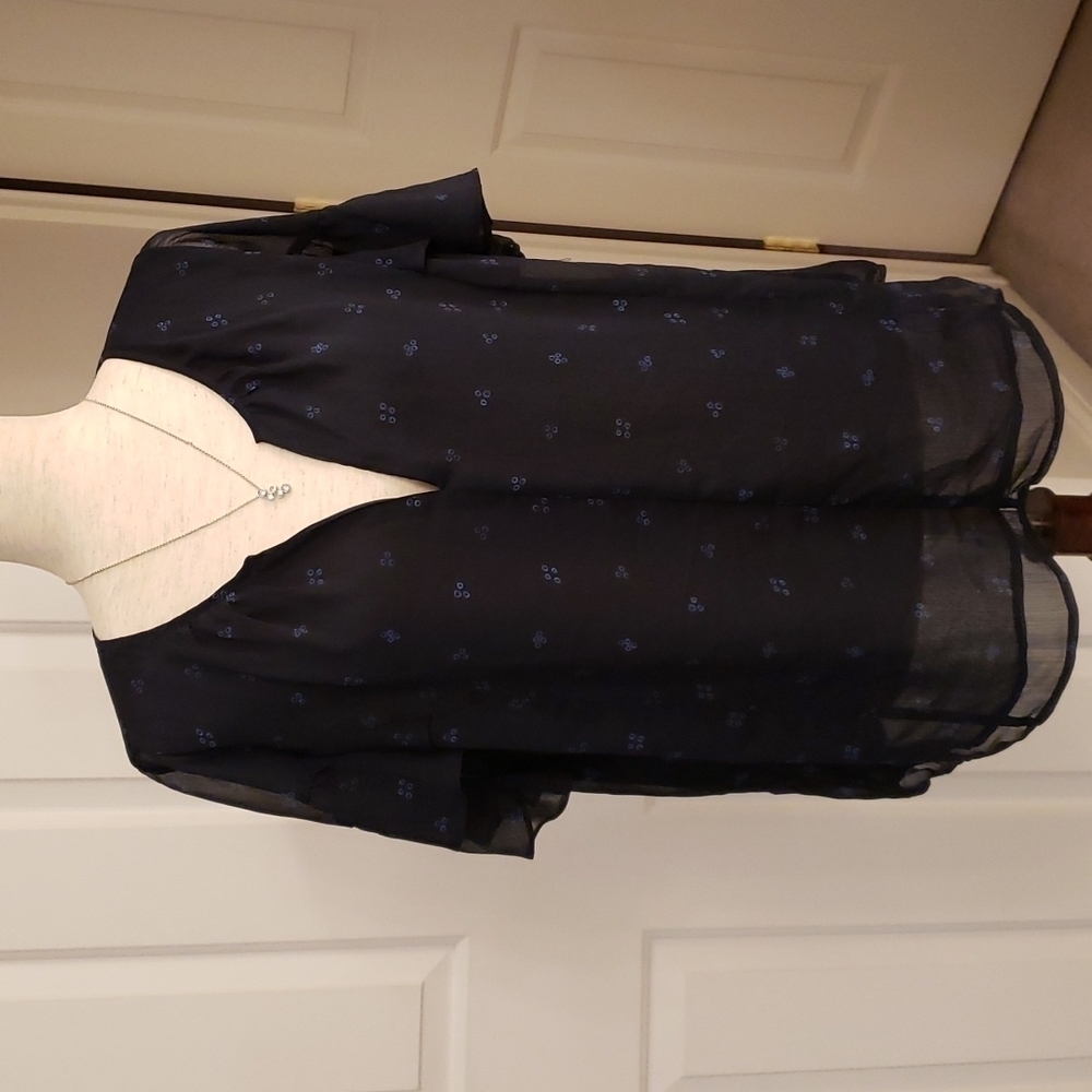 Ava & Viv Navy Dot Blouse NWT